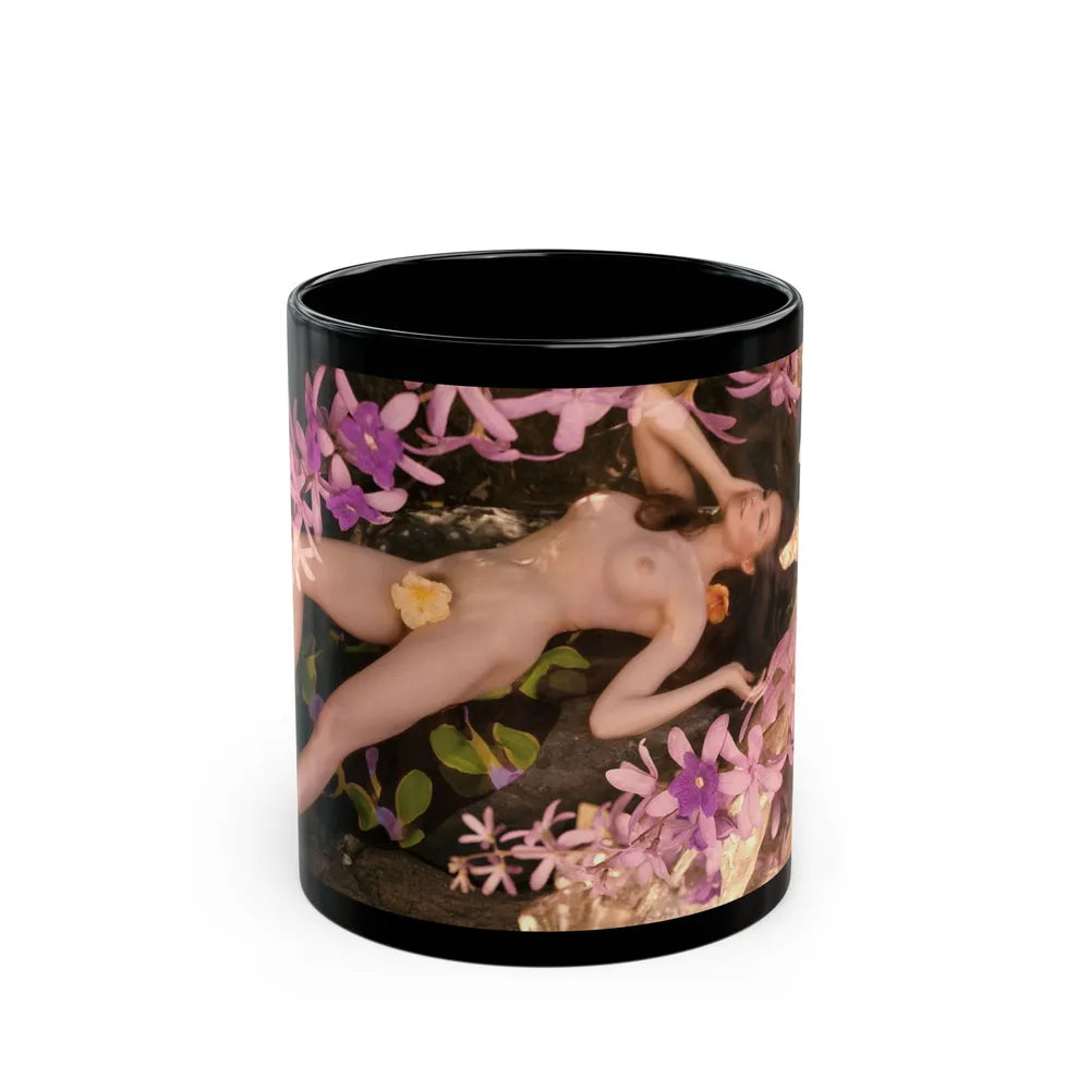 Julie Newmar #284 - Topless (Vintage Female Icon) Black Coffee Mug-11oz-Go Mug Yourself