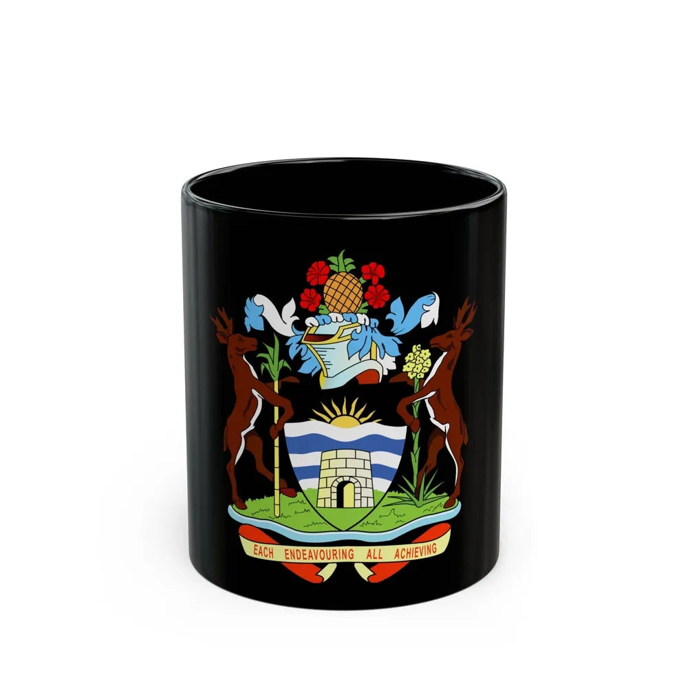 Coat of arms of Antigua and Barbuda - Black Coffee Mug-11oz-Go Mug Yourself