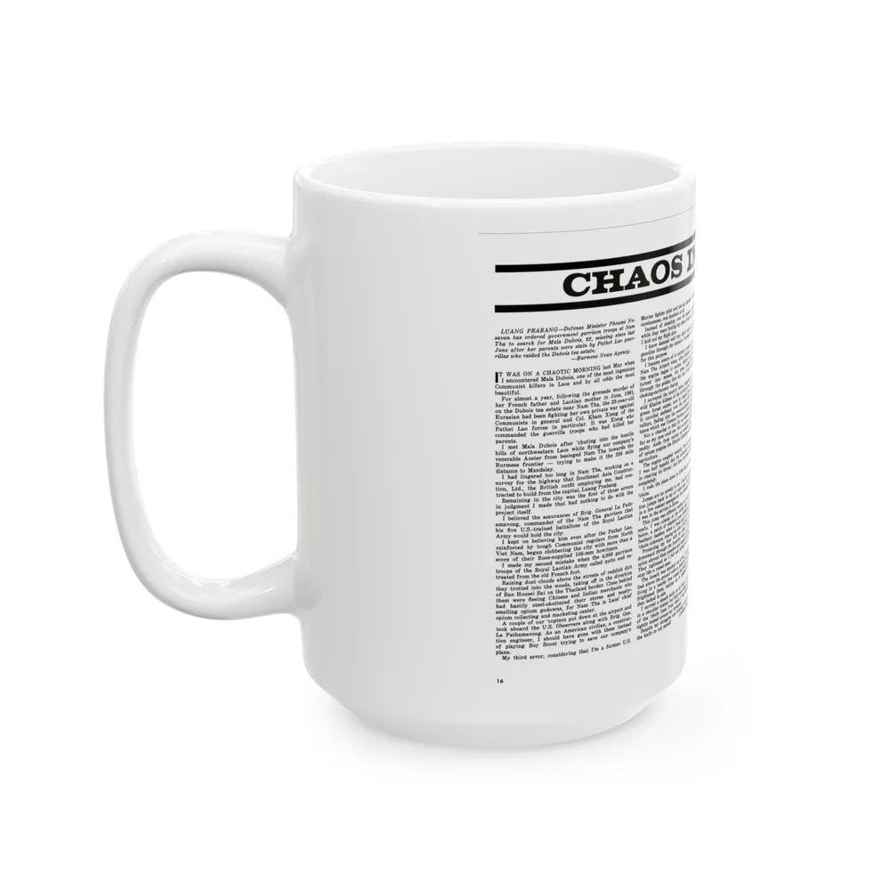 Chaos In Laos, Bluebook for Men, 1962 - White Coffee Mug-Go Mug Yourself