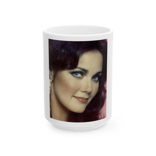 Lynda Carter #268 (Vintage Female Icon) White Coffee Mug-15oz-Go Mug Yourself