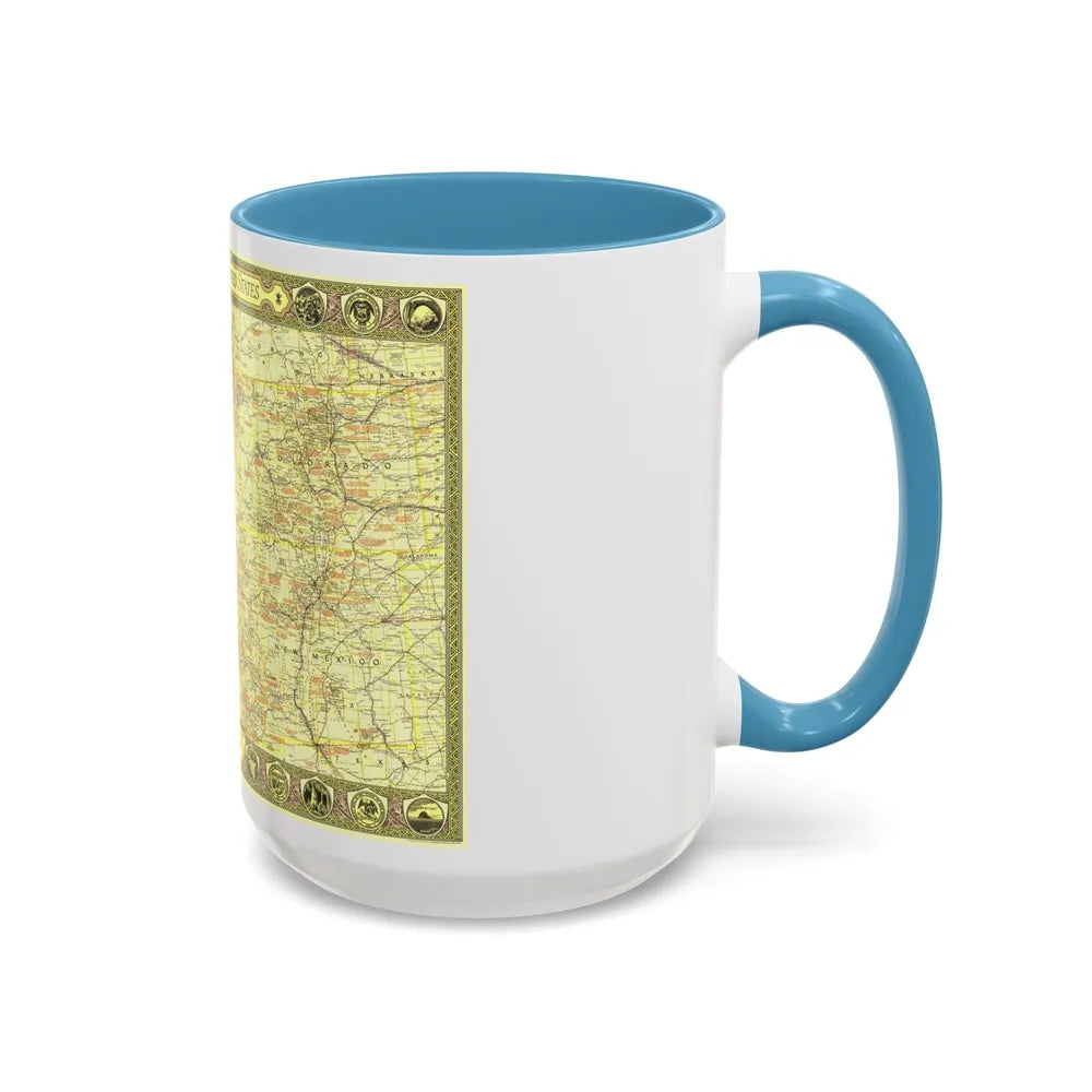 USA - Southwestern (1940) (Map) Accent Coffee Mug-Go Mug Yourself