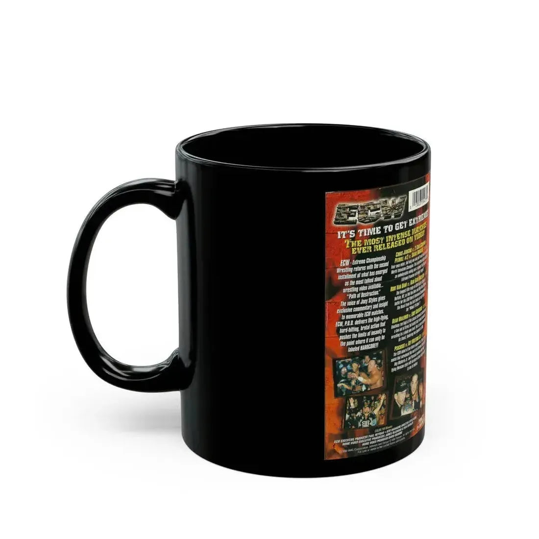 ECW PATH OF DESTRUCTION (VHS COVER) - Black Coffee Mug - Go Mug Yourself