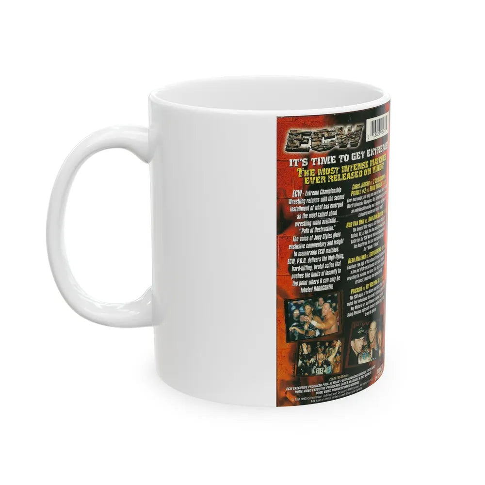 ECW PATH OF DESTRUCTION (VHS COVER) - White Coffee Mug-Go Mug Yourself