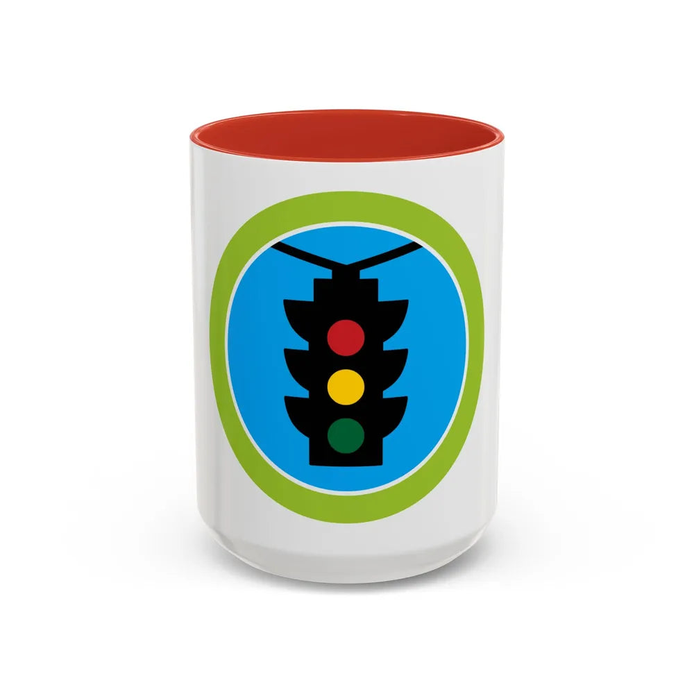 Traffic Safety (Boy Scout Merit Badge) Accent Coffee Mug-15oz-Red-Go Mug Yourself