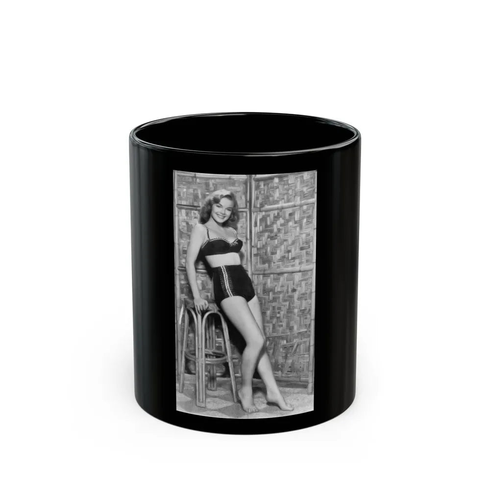 Leslie Parrish #33 (Vintage Female Icon) Black Coffee Mug-11oz-Go Mug Yourself