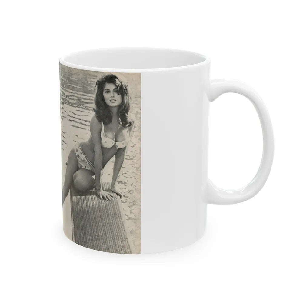 Pamela Tiffin #36 - 2 Mag. Pages (Vintage Female Icon) White Coffee Mug-Go Mug Yourself