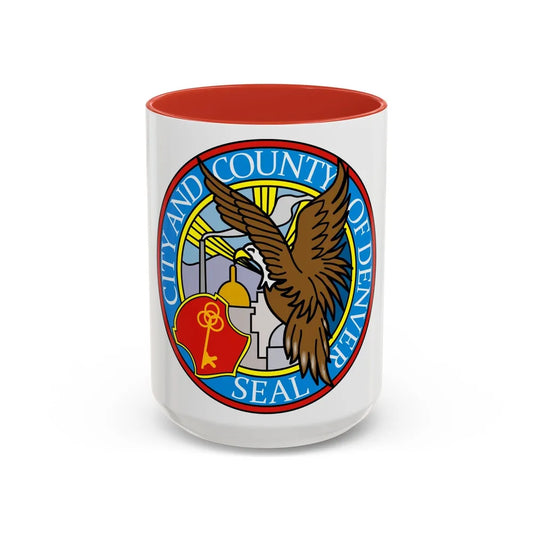 Seal of Denver - Accent Coffee Mug-15oz-Red-Go Mug Yourself