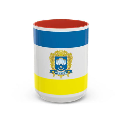 Flag of Ternopil Ukraine - Accent Coffee Mug-15oz-Red-Go Mug Yourself