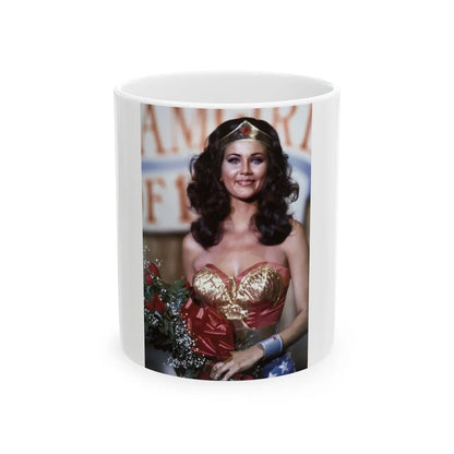 Lynda Carter #269 (Vintage Female Icon) White Coffee Mug-11oz-Go Mug Yourself