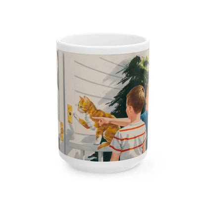 Doorbell, Dick and Jane illustration - White Coffee Mug-15oz-Go Mug Yourself