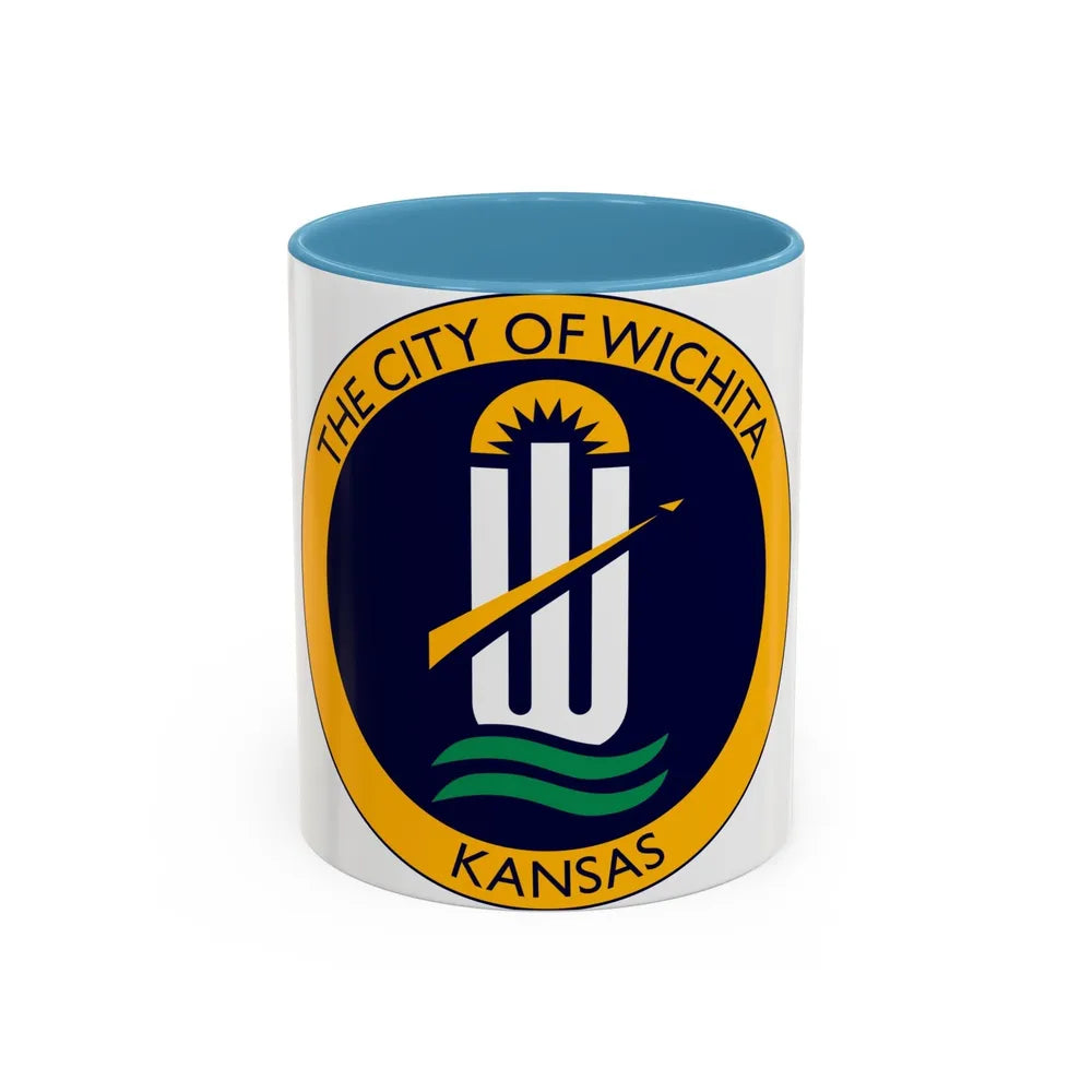 Seal of Wichita Kansas - Accent Coffee Mug-11oz-Light Blue-Go Mug Yourself