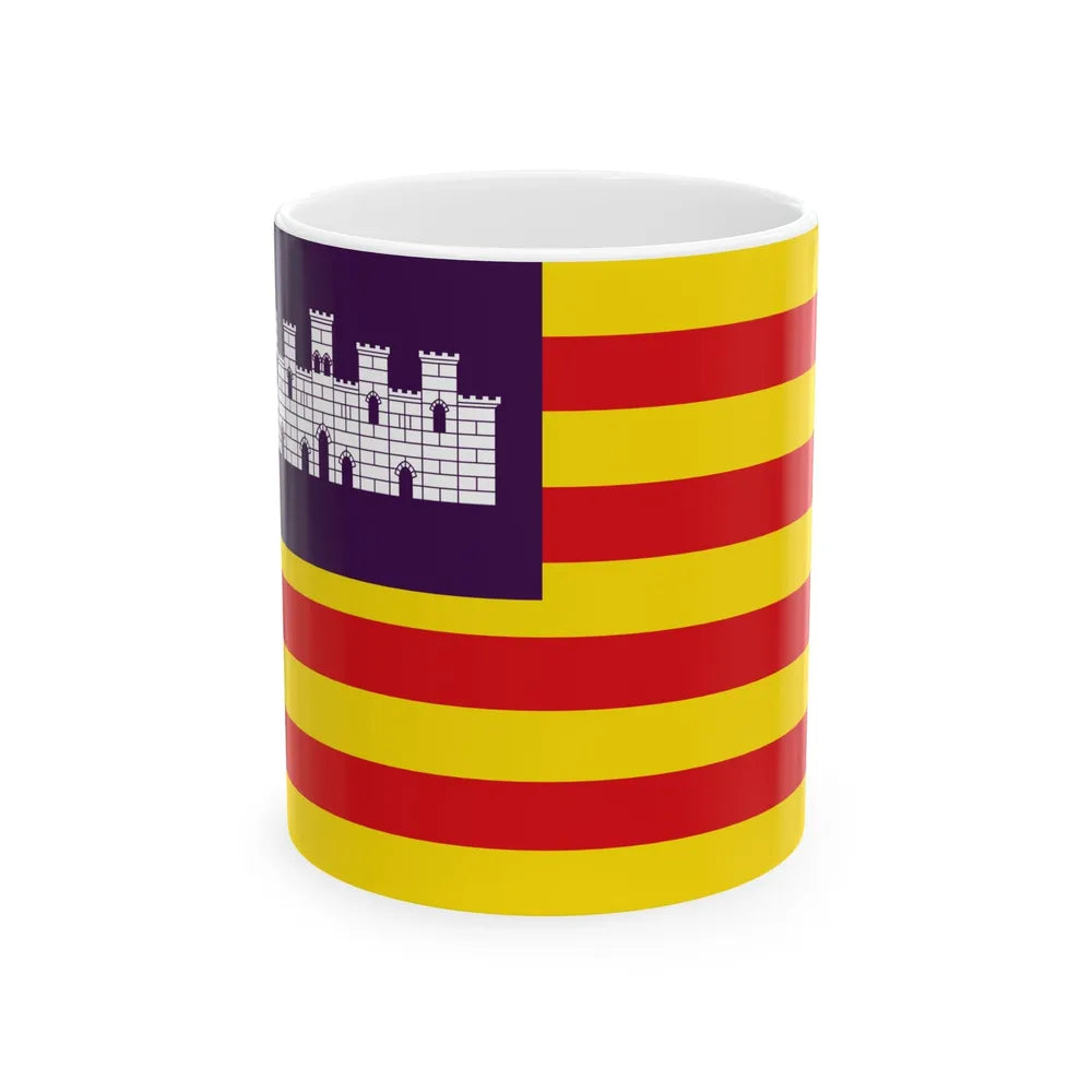 Flag of the Balearic Islands Spain - White Coffee Mug-11oz-Go Mug Yourself