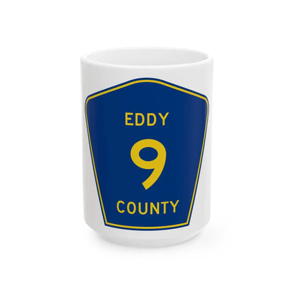 Eddy County Route 9 ND (North Dakota) (Road Sign) White Coffee Mug 15oz - Go Mug Yourself