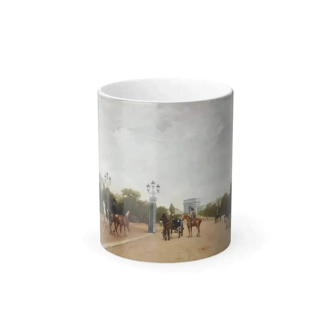 Edmond Grandjean (1844-1908) L'Avenue du Bois de Boulogne, Paris - Oil on Canvas 1889 - Color Changing Mug 11oz 11oz - Go Mug Yourself