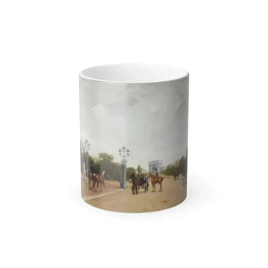 Edmond Grandjean (1844-1908) L'Avenue du Bois de Boulogne, Paris - Oil on Canvas 1889 - Color Changing Mug 11oz 11oz - Go Mug Yourself