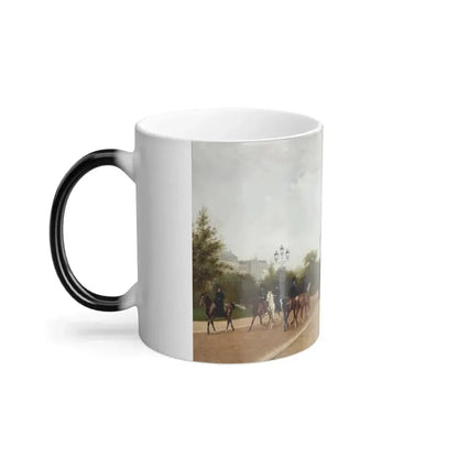 Edmond Grandjean (1844-1908) L'Avenue du Bois de Boulogne, Paris - Oil on Canvas 1889 - Color Changing Mug 11oz - Go Mug Yourself