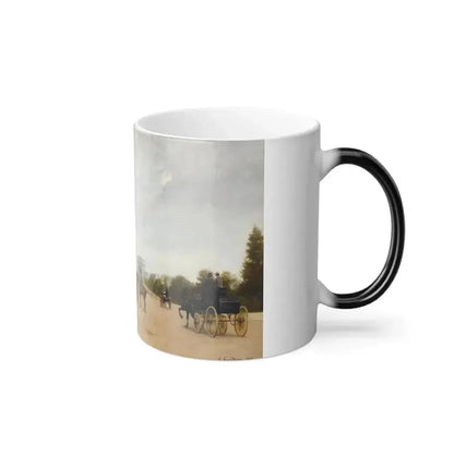 Edmond Grandjean (1844-1908) L'Avenue du Bois de Boulogne, Paris - Oil on Canvas 1889 - Color Changing Mug 11oz - Go Mug Yourself