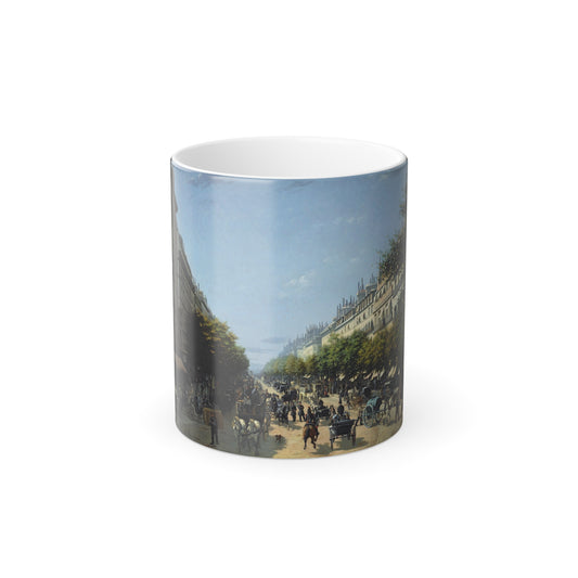 Edmond Grandjean (1844-1908) Le Boulevard des Italiens, Paris - Oil on Canvas 1876 - Color Changing Mug 11oz-11oz-Go Mug Yourself
