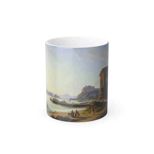 Edmund Hottenroth (1804-1889) View across the Golfo di Pozzuolo with the old harbour and castle - Oil on-0 - Color Changing Mug 11oz 11oz - Go Mug Yourself