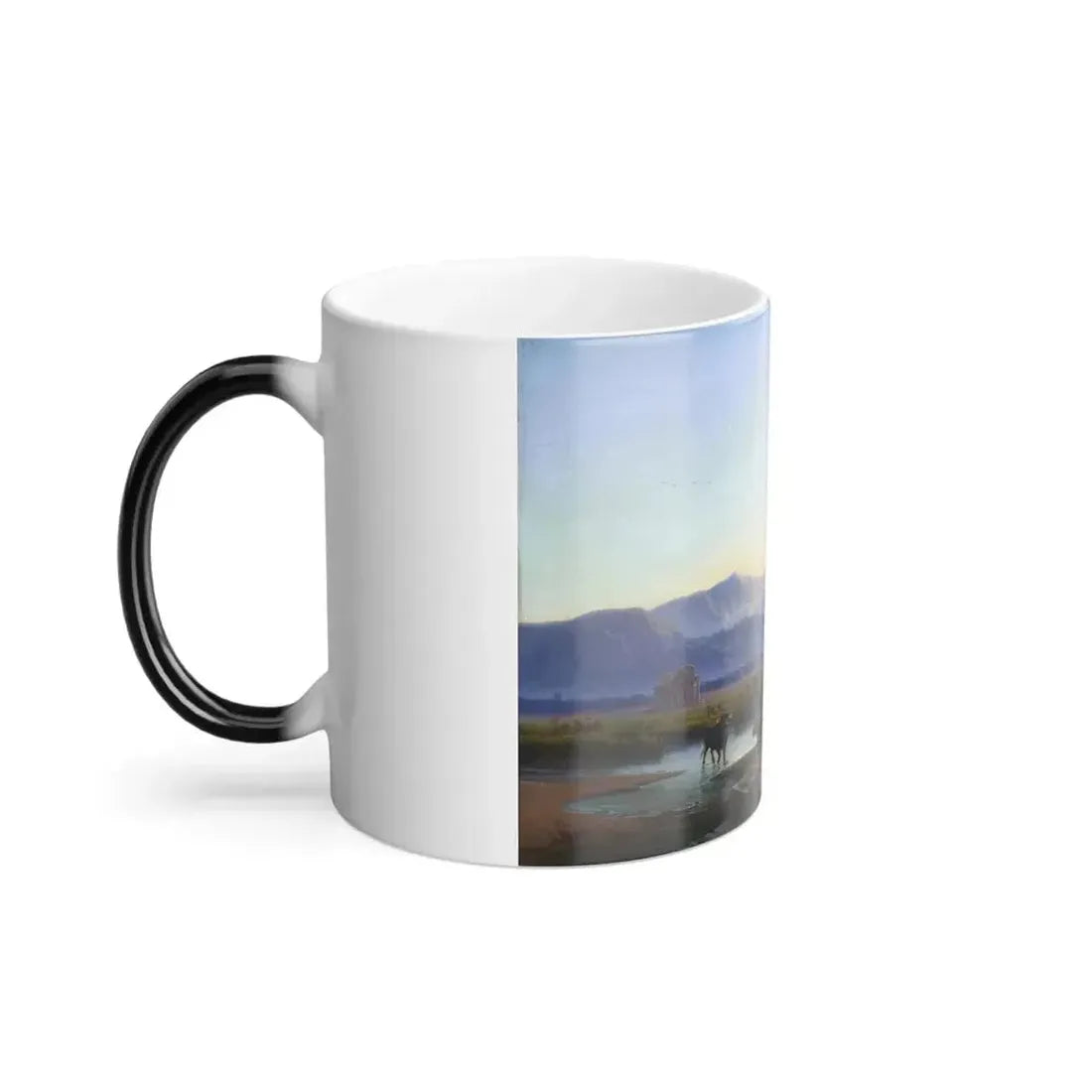 Edmund Hottenroth (1804-1889) View of the temples of Paestum in the evening light - Oil on Canvas 1854 - Color Changing Mug 11oz - Go Mug Yourself