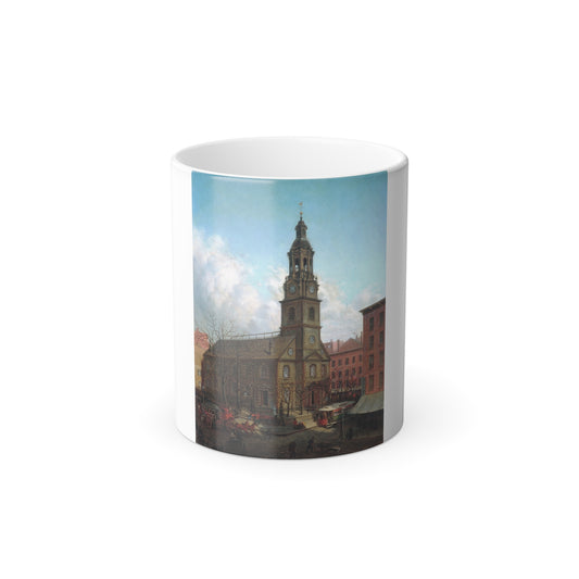Edward Lamson Henry (1841-1919) North Dutch Church, Fulton and William Streets, New York - Oil on academ-0 - Color Changing Mug 11oz-11oz-Go Mug Yourself