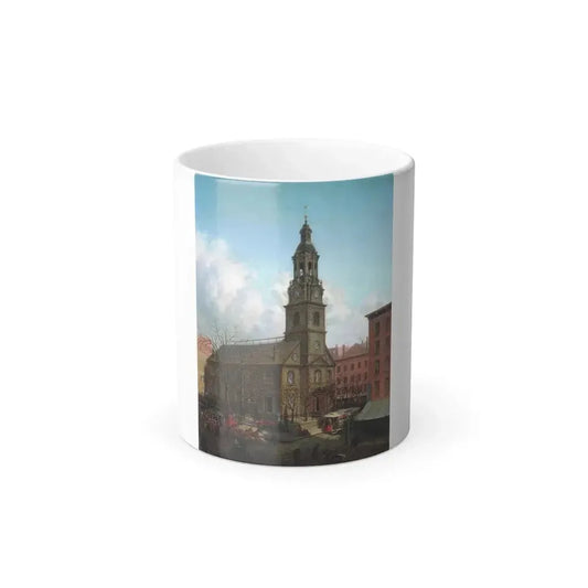 Edward Lamson Henry (1841-1919) North Dutch Church, Fulton and William Streets, New York - Oil on academ-0 - Color Changing Mug 11oz 11oz - Go Mug Yourself