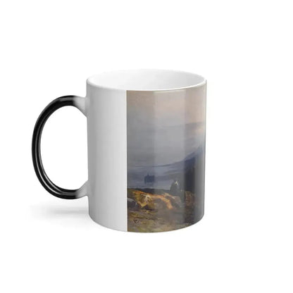 Edward Lear (1812-1888) A View Of Mount Athos And The Pantokrator Monastery, Greece - oil on canvas - Color Changing Mug 11oz - Go Mug Yourself