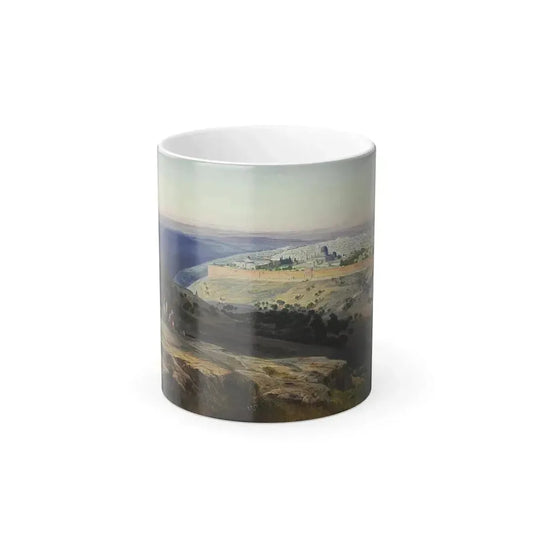 Edward Lear (1812-1888) Jerusalem from the Mount of Olives, Sunrise - Oil on Canvas 1858-59 - Color Changing Mug 11oz 11oz - Go Mug Yourself