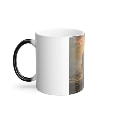Edward Moran (1829-1901) A Clipper at Sunset, Edward Moran - 1877 - Color Changing Mug 11oz - Go Mug Yourself