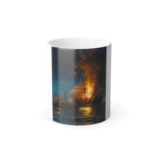 Edward Moran (1829-1901) Burning of the Frigate Philadelphia in the Harbor of Tripoli - oil on canvas c1-0 - Color Changing Mug 11oz 11oz - Go Mug Yourself