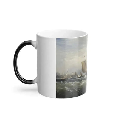 Edward Moran (1829-1901) Fishing Boats Beating up to Windward - Color Changing Mug 11oz - Go Mug Yourself