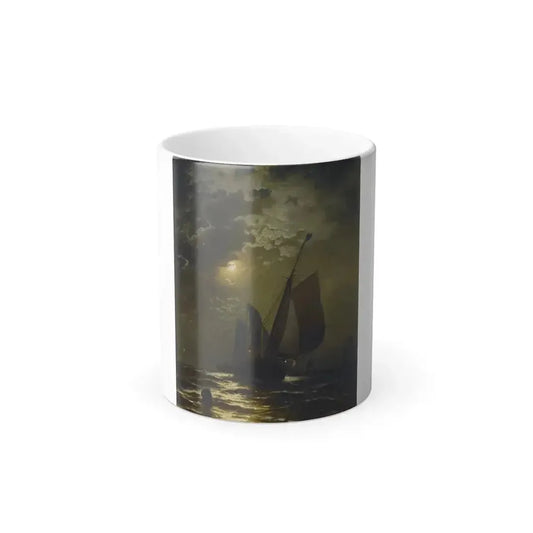Edward Moran (1829-1901) Fishing Boats in the Moonlight - Oil on Canvas Laid Down on Masonite 1877 - Color Changing Mug 11oz 11oz - Go Mug Yourself