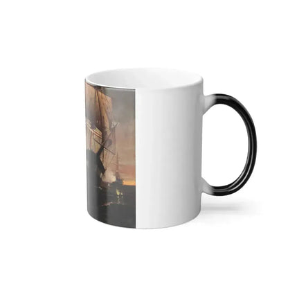 Edward Moran (1829-1901) Sinking of the Cumberland  by the Merrimack - Color Changing Mug 11oz - Go Mug Yourself