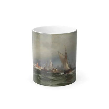 Edward Moran (1829-1901) Steamships and Sailing Boats in New York Harbor - Color Changing Mug 11oz 11oz - Go Mug Yourself
