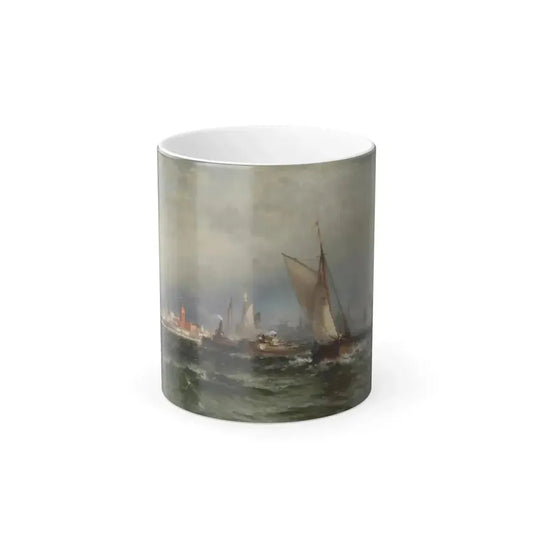 Edward Moran (1829-1901) Steamships and Sailing Boats in New York Harbor - Color Changing Mug 11oz 11oz - Go Mug Yourself