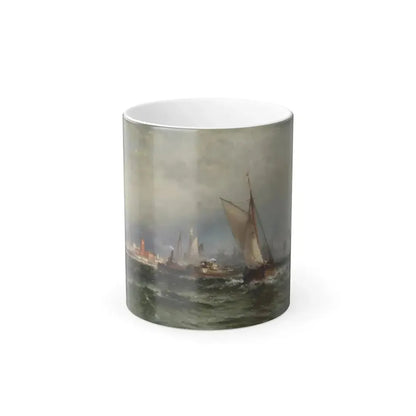 Edward Moran (1829-1901) Steamships and Sailing Boats in New York Harbor - Color Changing Mug 11oz 11oz - Go Mug Yourself