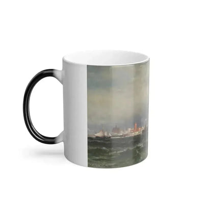 Edward Moran (1829-1901) Steamships and Sailing Boats in New York Harbor - Color Changing Mug 11oz - Go Mug Yourself