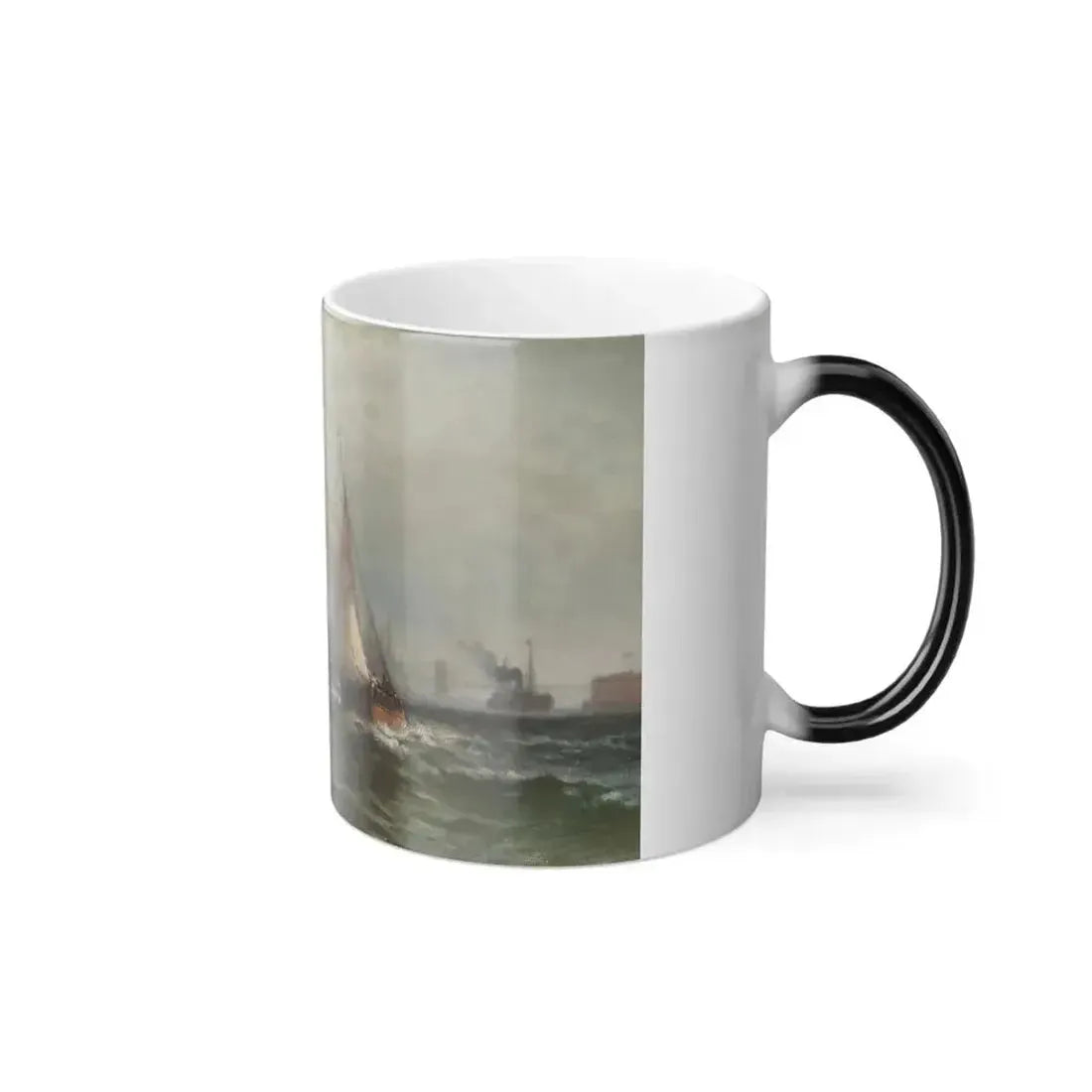 Edward Moran (1829-1901) Steamships and Sailing Boats in New York Harbor - Color Changing Mug 11oz - Go Mug Yourself