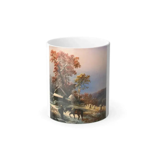 Edward Moran (1829-1901) Winter at the Farm - Color Changing Mug 11oz 11oz - Go Mug Yourself