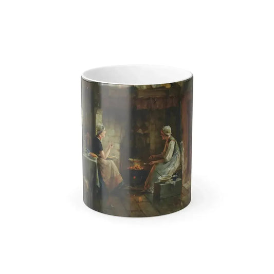 Edward Portielje (1861-1949) The Latest Gossip - Oil on canvas - Color Changing Mug 11oz 11oz - Go Mug Yourself