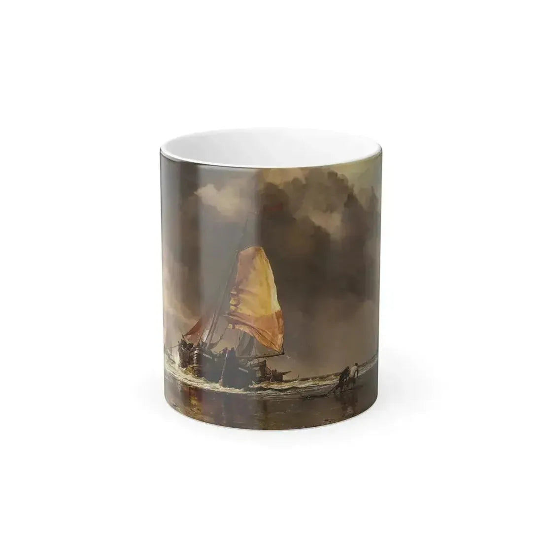 Edward William Cooke (1811-1880) Dutch Pincks off Hatwyk - Oil on canvas 1853 - Color Changing Mug 11oz 11oz - Go Mug Yourself