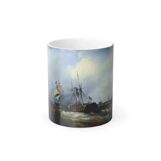 Edwin Hayes (1820-1904) A Paddle Steamer Clearing Her Mooring on the Thames - Oil on Panel 1840 - Color Changing Mug 11oz 11oz - Go Mug Yourself