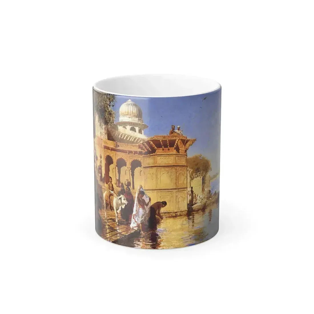 Edwin Lord Weeks (1849-1903) Along the Ghats, Mathura - Oil on canvas - Color Changing Mug 11oz 11oz - Go Mug Yourself