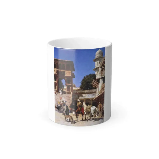 Edwin Lord Weeks (1849-1903) Departure For The Hunt - Oil on canvas - Color Changing Mug 11oz 11oz - Go Mug Yourself