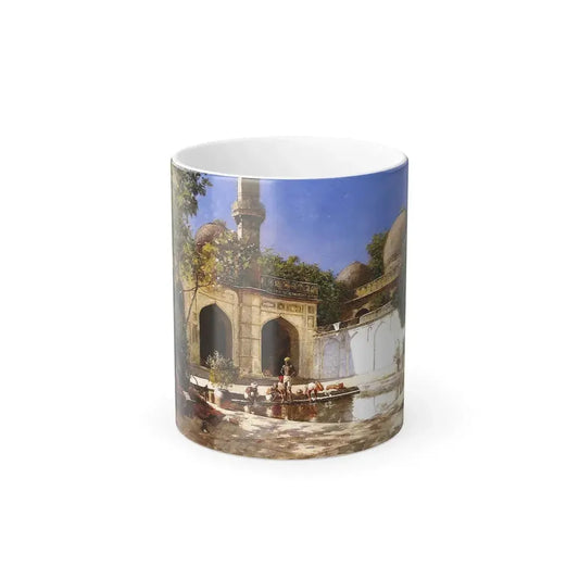 Edwin Lord Weeks (1849-1903) Figures in the Courtyard of a Mosque - oil on canvas c1893-1895 - Color Changing Mug 11oz 11oz - Go Mug Yourself