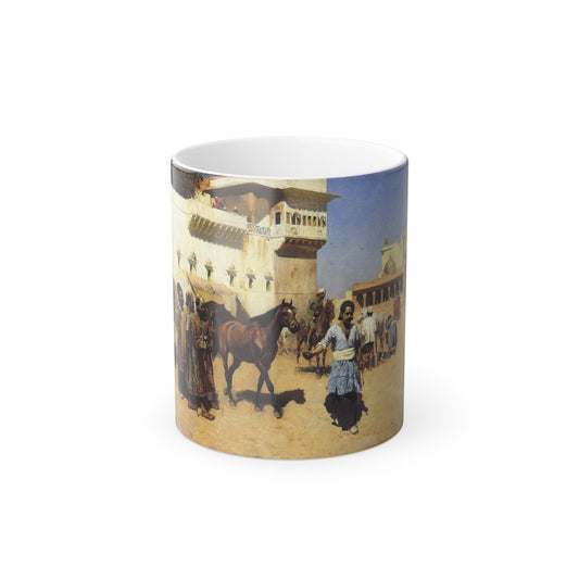Edwin Lord Weeks (1849-1903) Horse Market, Persian Stables, Bombay - oil on canvas - Color Changing Mug 11oz-11oz-Go Mug Yourself