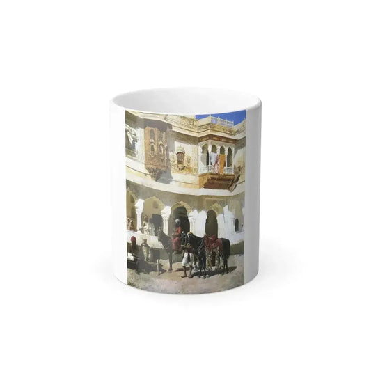 Edwin Lord Weeks (1849-1903) Leaving for the Hunt - oil on canvas - Color Changing Mug 11oz 11oz - Go Mug Yourself