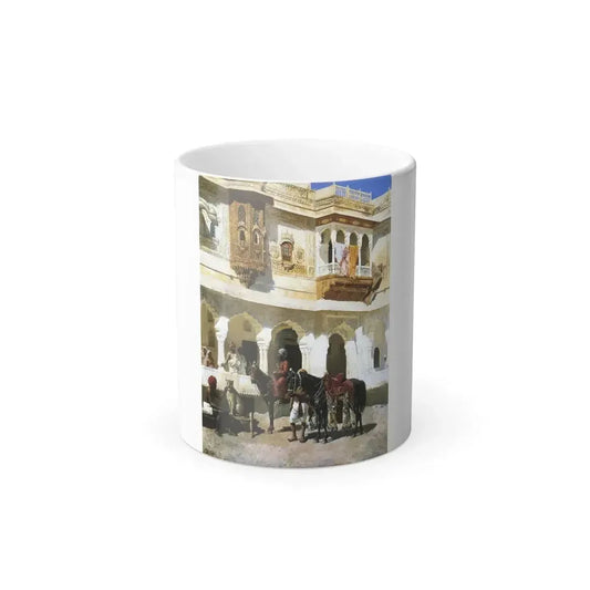 Edwin Lord Weeks (1849-1903) Leaving for the Hunt - oil on canvas - Color Changing Mug 11oz 11oz - Go Mug Yourself