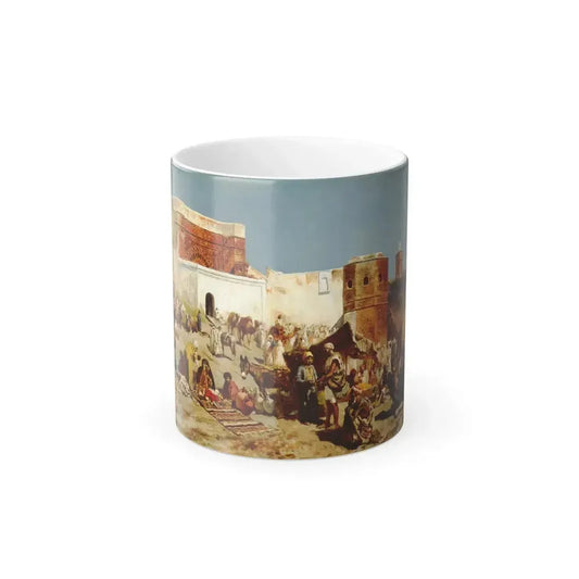 Edwin Lord Weeks (1849-1903) Open Market, Morocco - oil on canvas 1880 - Color Changing Mug 11oz 11oz - Go Mug Yourself