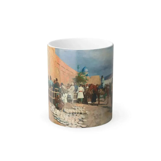 Edwin Lord Weeks (1849-1903) Persian cafe, the Pottery Seller - Oil on Canvas - Color Changing Mug 11oz 11oz - Go Mug Yourself